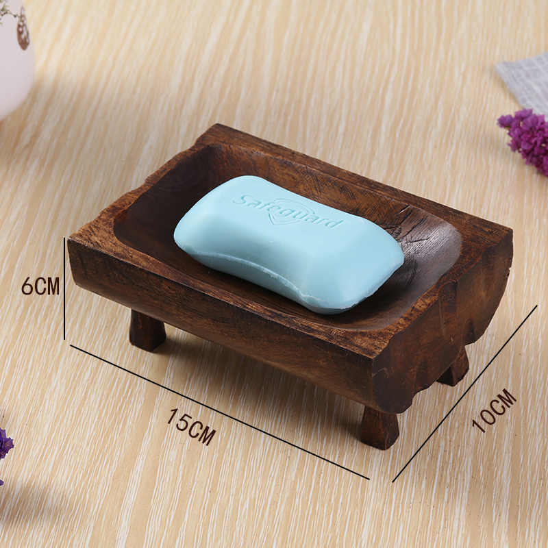 Thai Handcrafted Solid Wood Soap Dish with Drainage, Natural Teak Bathroom Soap Holder with Elevated Design