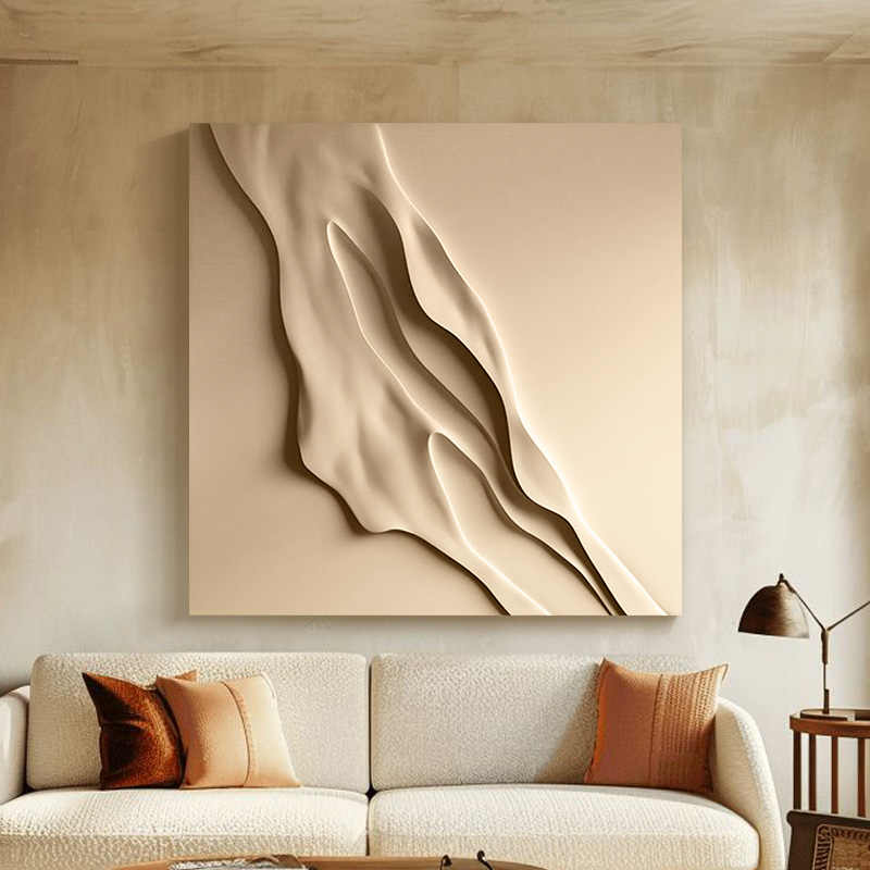 Abstract 3D Sandstone Relief Wall Art, Entryway & Living Room Modern Embossed Handmade Decor