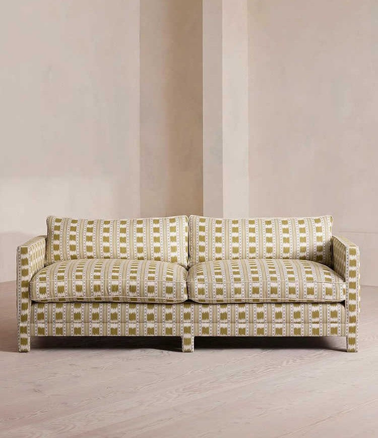 Mid Century Modern Vintage Fabric 3 Seater Sofa for Living Room – Artistic Retro Style Couch for Apartments and Villas