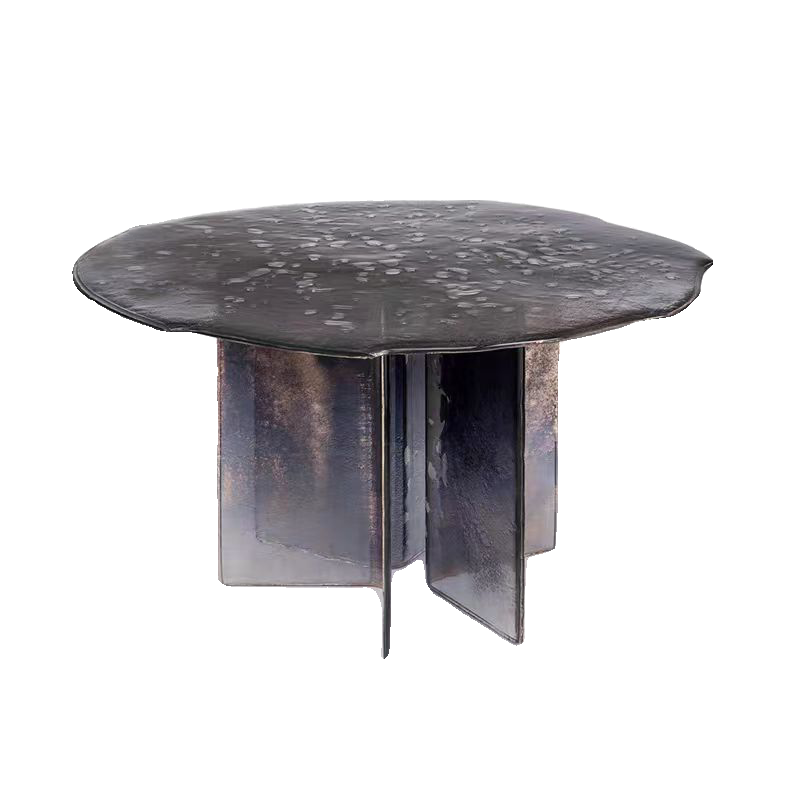 Modern Designer Ripple-Edge Gradient Acrylic Dining Table, Custom Luxury Round Artistic Water Texture Table for Living or Dining Room