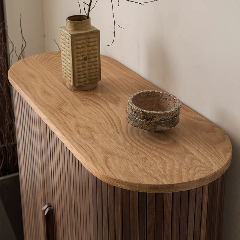 Modern Black Walnut Shoe Cabinet, Minimalist Small-Space Storage Entryway Organizer