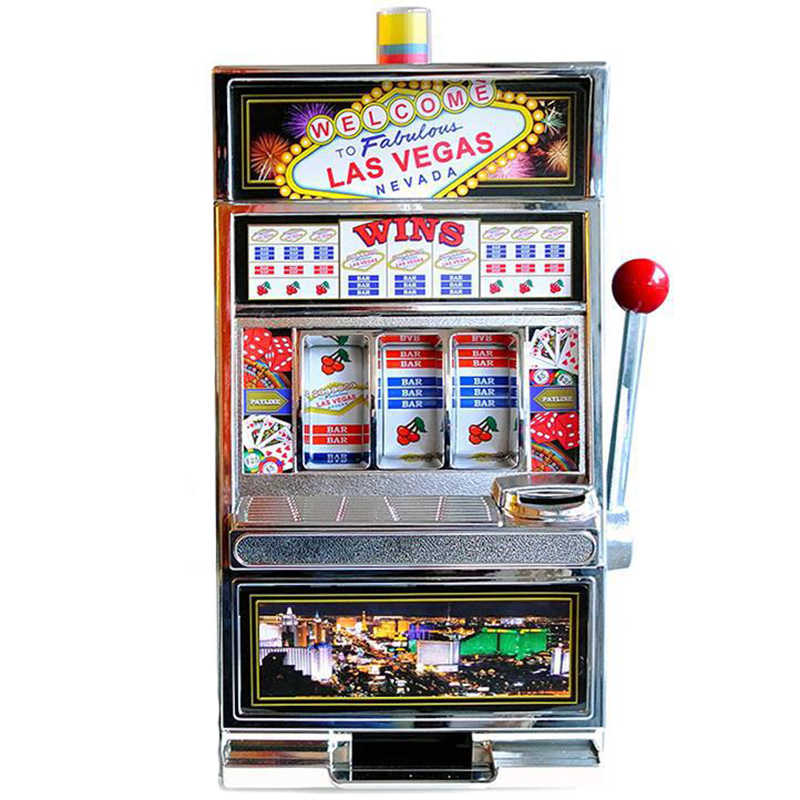 Lucky Las Vegas Slot Machine Coin Bank, Creative Desktop Piggy Bank Game for Kids & Adults