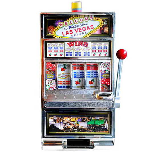 Lucky Las Vegas Slot Machine Coin Bank, Creative Desktop Piggy Bank Game for Kids & Adults