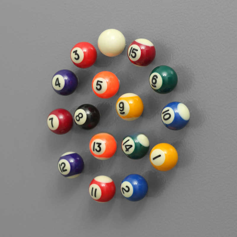 Creative Billiard Ball Refrigerator Magnets Set, Pool Ball Magnetic Memo Decor (16-Piece Set)