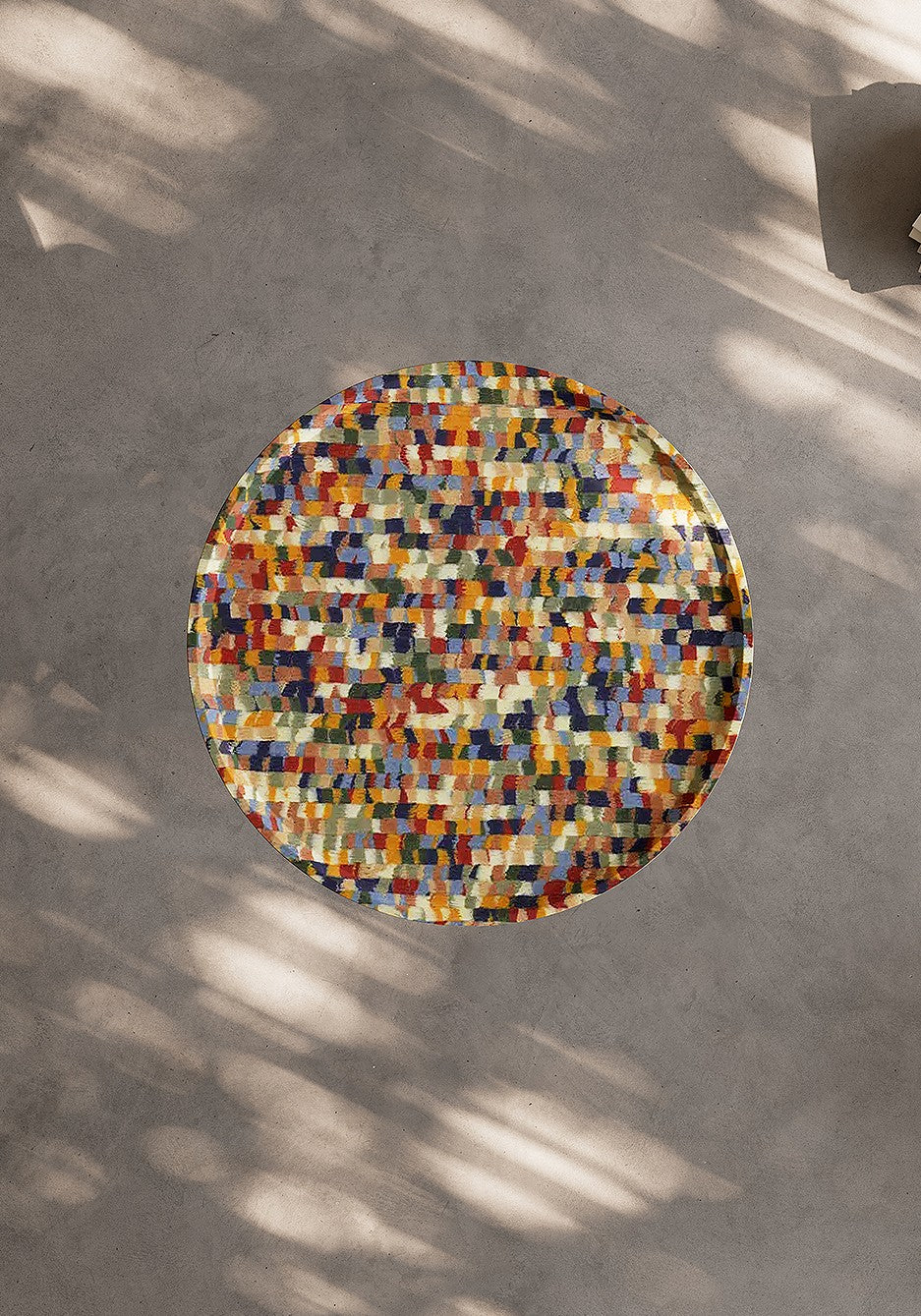 Modern Art Round Side Table – Designer Statement Accent Small Tea Table for Living Room or Sofa