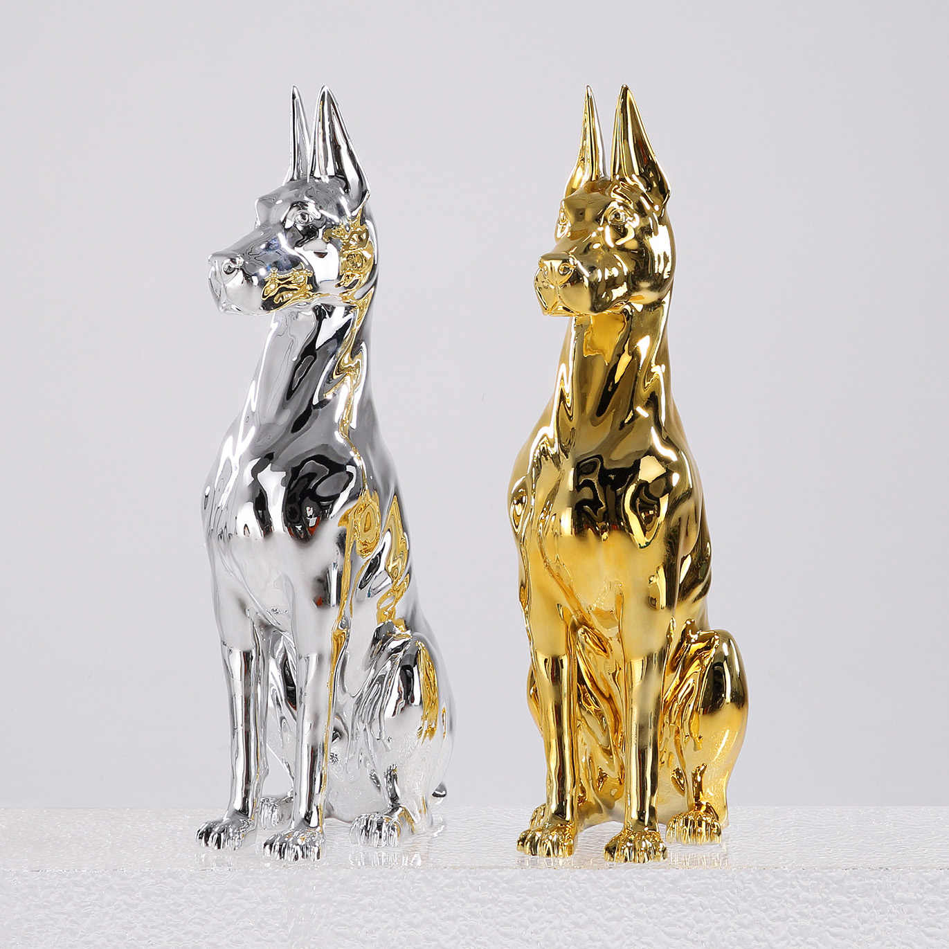 Large Chrome Bulldog Sculpture, Modern Minimalist Decor – Luxury Metallic Dog Statue for TV Stand, Living Room, Entryway Floor Display