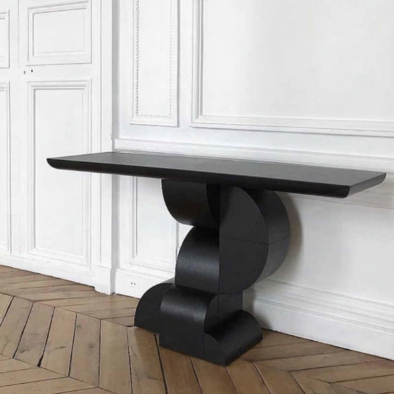 Luxury Designer Black Console Table, Creative Entryway Wall Accent Table, High-End Artistic Hallway Sofa Table