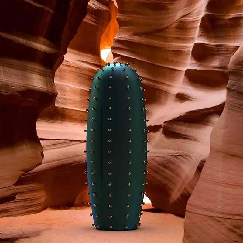 Designer Cactus Bar Cabinet – Luxury Emerald Green Wine Storage with Gold Studs, Unique Sculptural Furniture for Modern Interiors