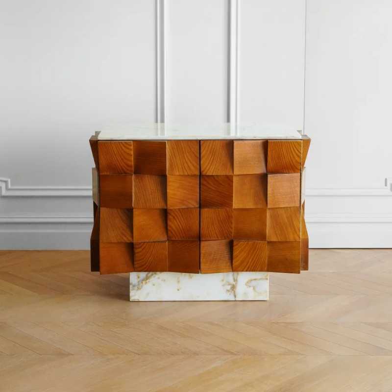 Retro Ripple Drawer Cabinet – Designer Modular Sideboard, Artistic Block Pattern Storage