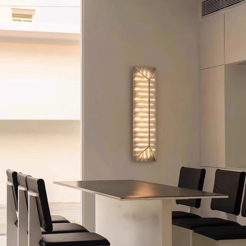 Modern Minimalist Wall Lamp, Designer Dimmable LED Ambient Light, Stainless Steel & Glass Vertical Sconce for Living Room, Bedroom, Study, Hallway, or Hotel