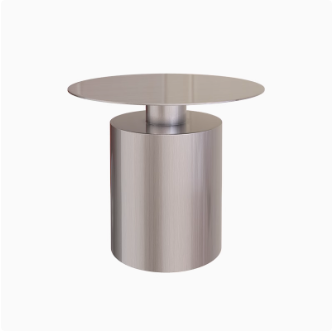 Designer Brushed Stainless Steel Coffee Table Set, Modern Luxury Metal Round Sofa Side Table, Minimalist Living Room Combination (Small & Large)