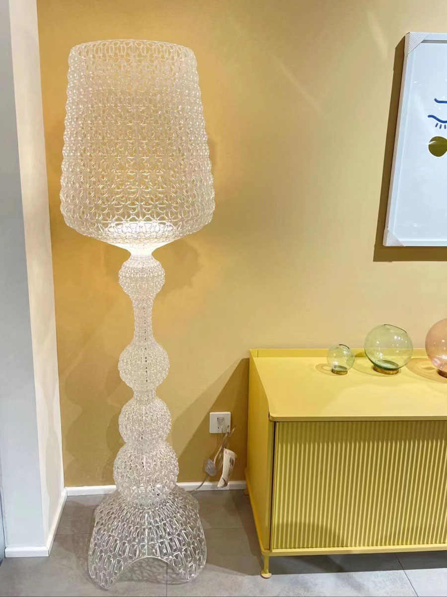 Luxury INS Style Hollow-Crafted Art Floor Lamp, Designer Dimmable Transparent Statement Piece for Living Room/Bedroom