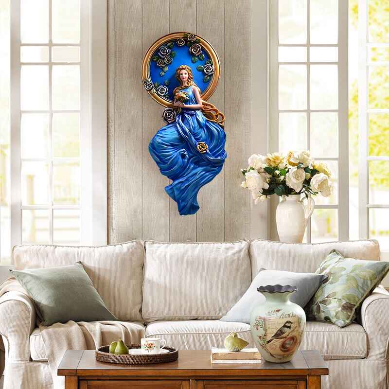 Blue Angel Resin Wall Sculpture – 3D Relief Art for Living Room, Bedroom, Entryway, or Office