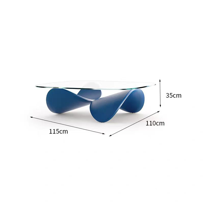 Luxury Designer Glass Coffee Table – Modern Sculptural Wave Base Art Furniture for Small Apartments & Creative Living Spaces