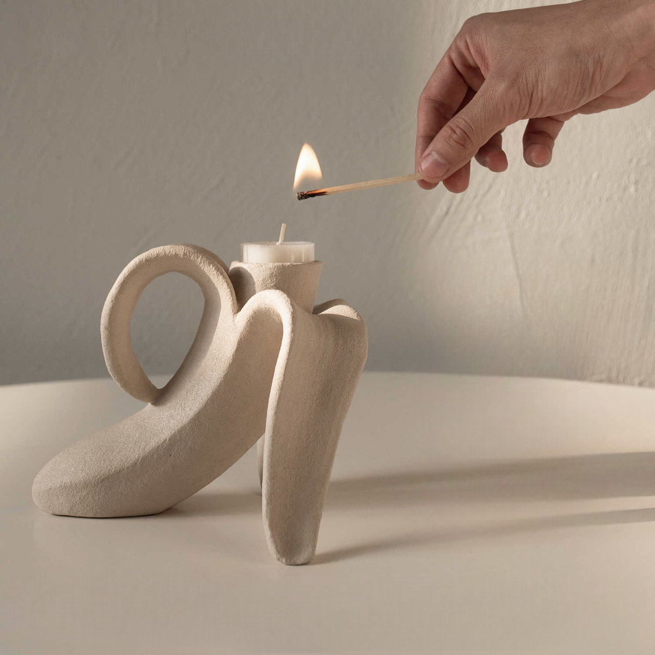 Handmade Modern Abstract Candle Holder, Artistic Sculptural Table Centerpiece, Minimalist Creative Decor for Bedroom