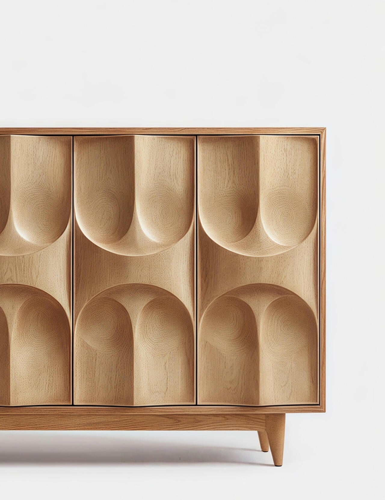 Retro Sculpted Wood Sideboard – Designer High-End Solid Wood Storage Cabinet, Artistic Carved Buffet for Modern Dining