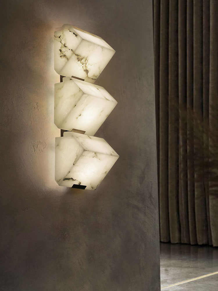 Luxury Cloud Stone Wall Sconce 3-Light, Waterproof Modern Marble Wall Lamp for Bedroom Restaurant Corridor Hotel, Contemporary Designer Lighting