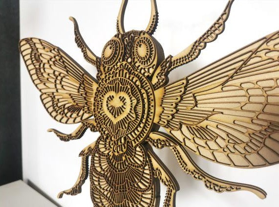 3D Bee Wall Art – Premium PP Board Laser Carved Insect Sculpture, Modern Minimalist Living Room, Entryway, Dining Decor