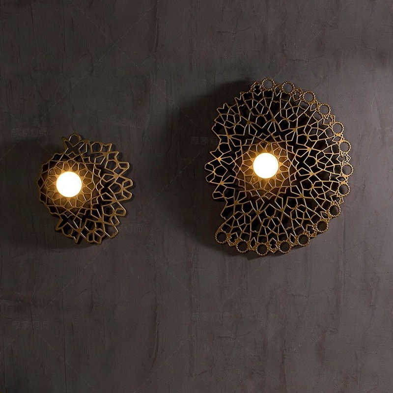 Peacock Hollow Metal Wall Lamp, Large Gold Artistic Geometric Sconce for Living Room, Dining, Bedroom, Creative Study
