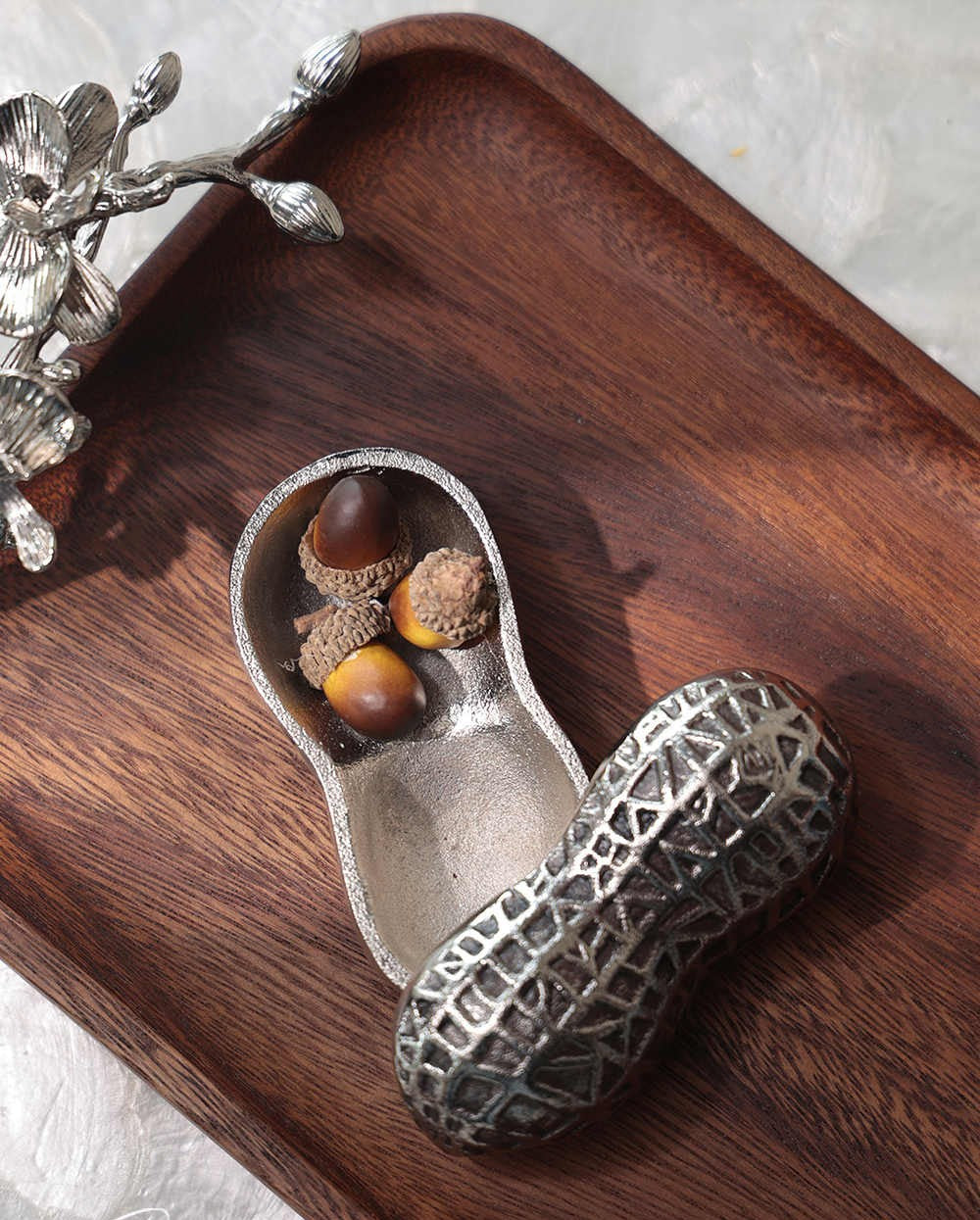 Aluminum Peanut Storage Box, Modern Decorative Organizer for Jewelry & Desk, Luxury Art Accent for Living Room & Entryway