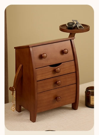 Solid Wood Multi-Drawer Storage Box with Side Table – Creative Elephant-Shaped Bedside Organizer, Unique Desktop Storage Cabinet for Living Room, Office, Bedroom