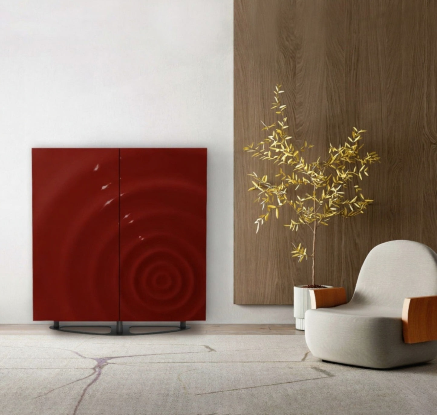 Modern Minimalist Luxury Entryway Cabinet, Red High-Gloss Multi-Purpose Storage for Hallway, Dining, Living Room, Custom made