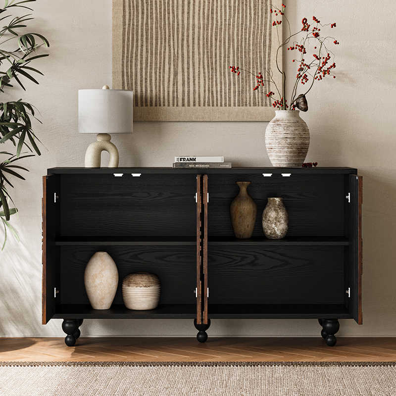 Wabi-Sabi Vintage Sideboard Console Cabinet, French Mid-Century Style Storage Unit, Entryway Buffet for Living Room, Dining Room, Hotel