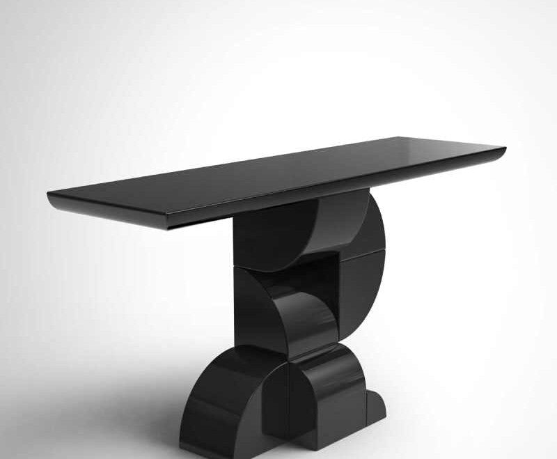 Luxury Designer Black Console Table, Creative Entryway Wall Accent Table, High-End Artistic Hallway Sofa Table