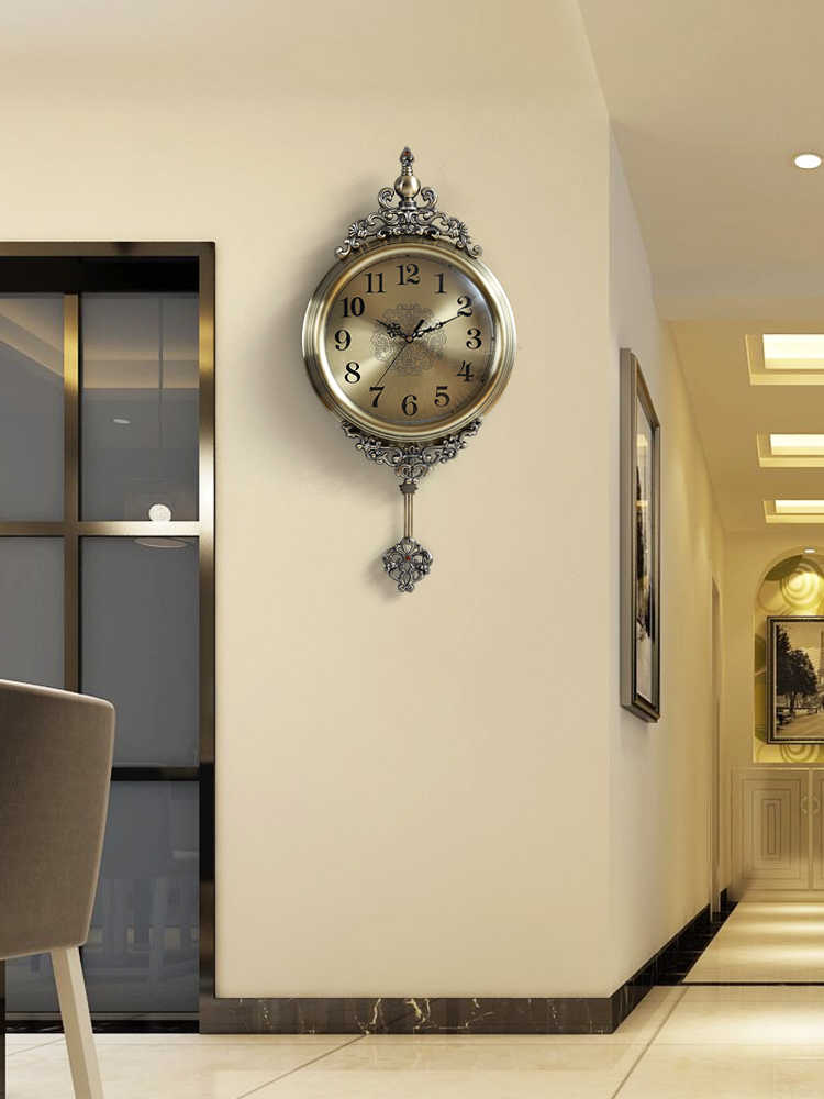 Retro Luxury Wall Clock – Grand Decorative Living Room Pendulum Wall Clock