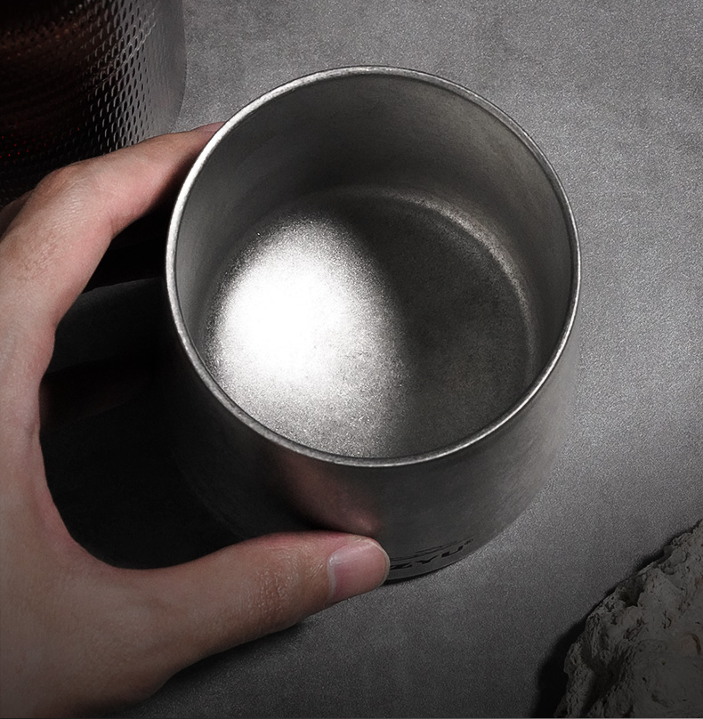 Premium Stainless Steel Whiskey Tumbler 380ml – Titanium Coated, Double-Wall Vintage Rock Glass for Cocktails, Beer & Water, Brushed Metal