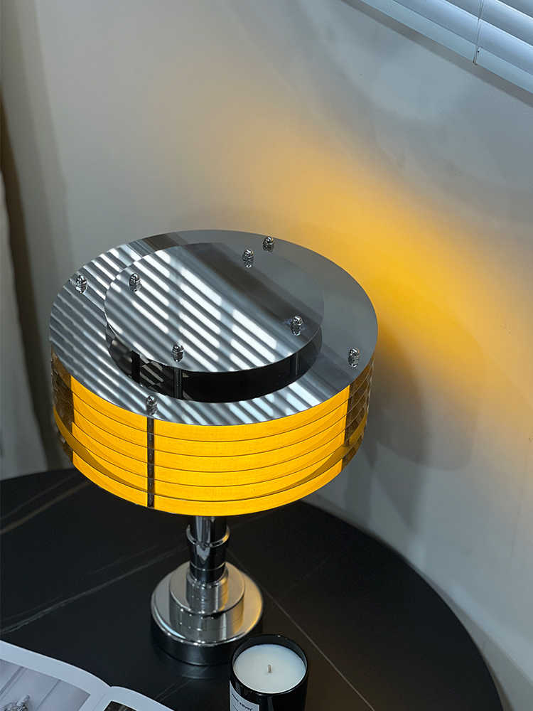 Vintage Industrial Designer Table Lamp – Art Deco Luxury Desk Light with Horizontal Slat Shade, Contemporary Gallery Lighting