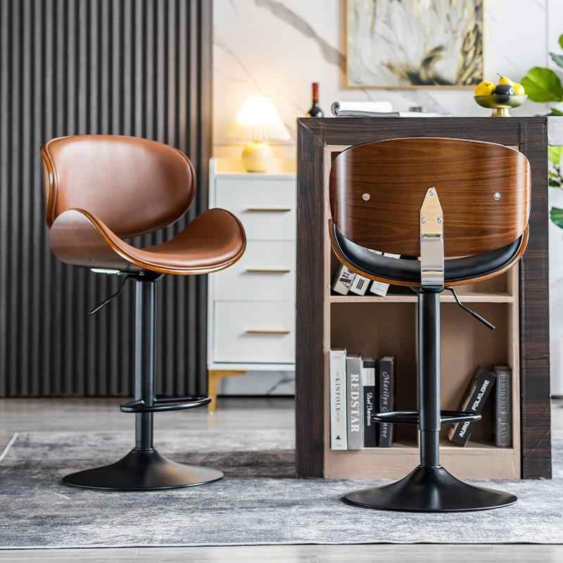 Modern Adjustable Swivel Bar Stool – Premium Faux Leather European Style Counter Chair with Gas Lift, Contemporary Kitchen Island Seating