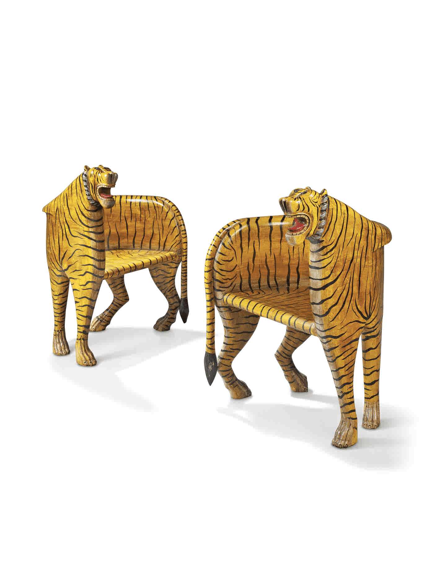 Hand Carved Tiger Accent Chair Wood | Unique Animal Shaped Lounge Chair for Living Room, Bedroom, Antique Style Statement Furniture