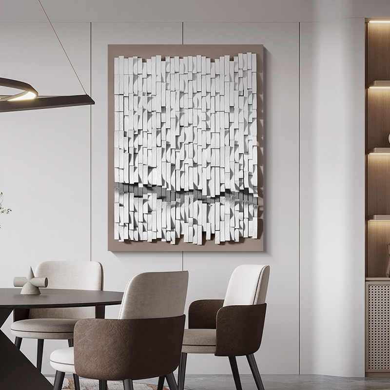 Luxury 3D Minimalist Geometric Wall Art – High-End Acrylic & Sandstone Handcrafted Living Room, Dining Room Statement Panel, Frameless