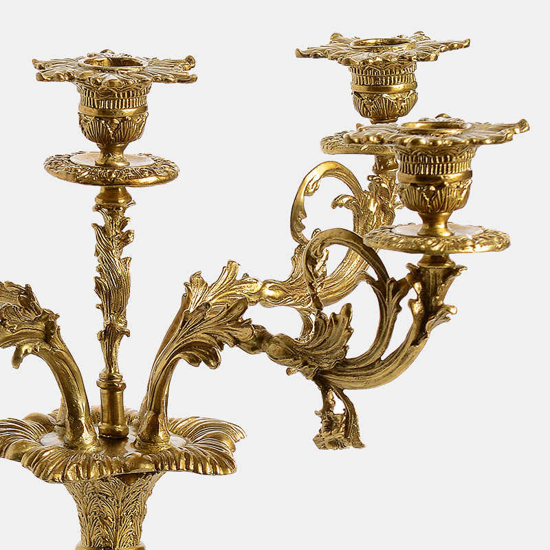 Blue and White Porcelain Brass 5-Arm Candelabra – European Court Style Candle Holder for Luxury Villas, Palaces, and Centerpiece Decor