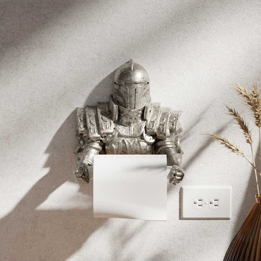 Medieval Knight Toilet Paper Holder Wall Mount, Creative Armor Warrior Bathroom Tissue Dispenser with No-Drill Installation