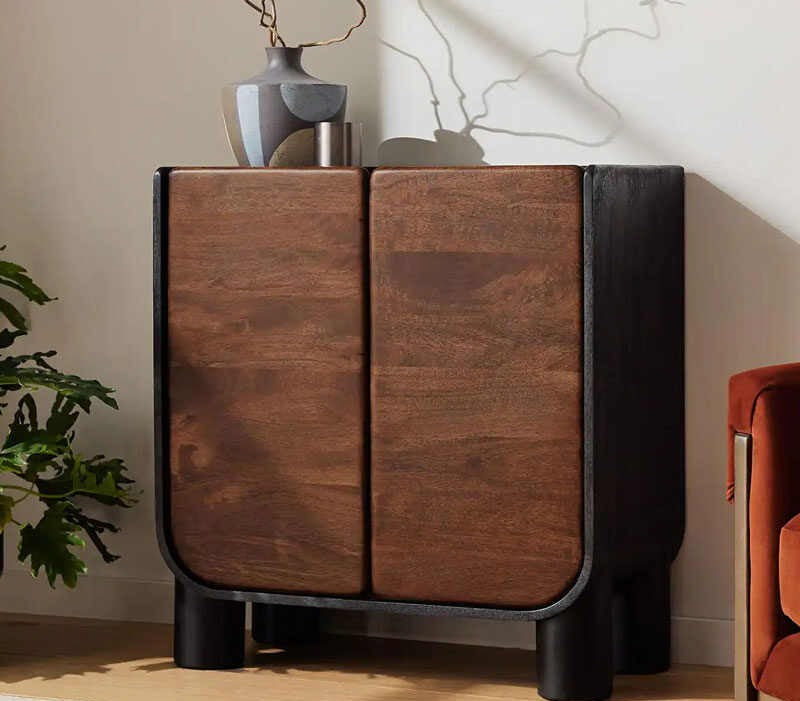 Vintage Solid Wood Shoe Cabinet, Entryway Mid-Century Storage Console, Rustic Foyer Sideboard for Home
