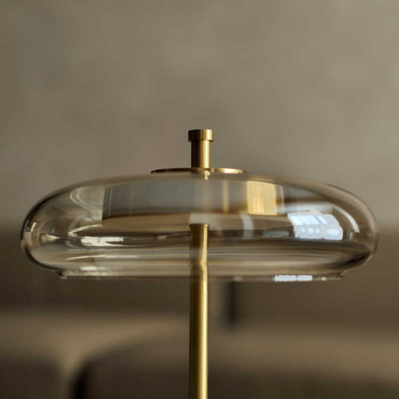 Luxury Minimalist Designer Bedside Table Lamp, Brass & Glass – Modern Warm Light for Bedroom