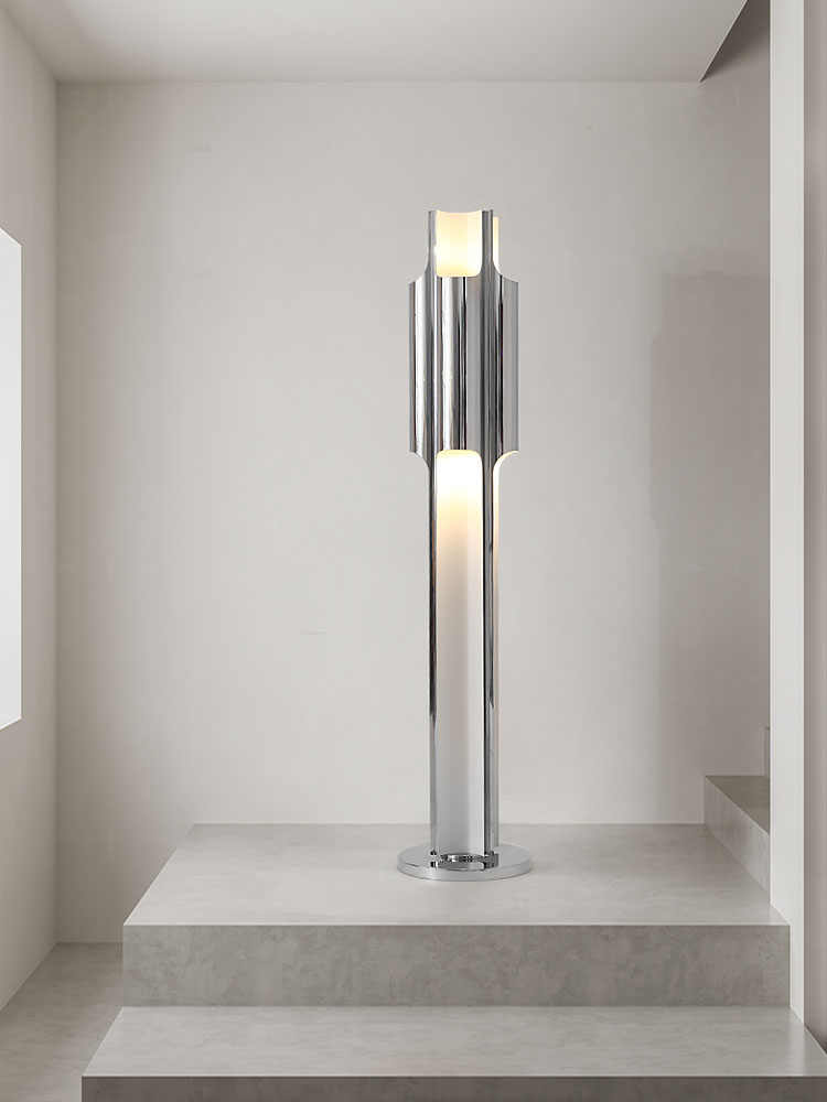 Postmodern Minimalist Chrome LED Floor Lamp, Luxury Hotel/VIP Club/Showroom Custom Designer Lighting