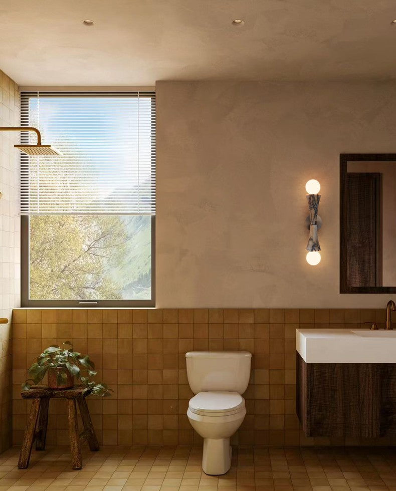 Luxury Marble Wall Sconce, Minimalist Dual Globe Corridor, Entryway, Bedroom, Staircase Lamp