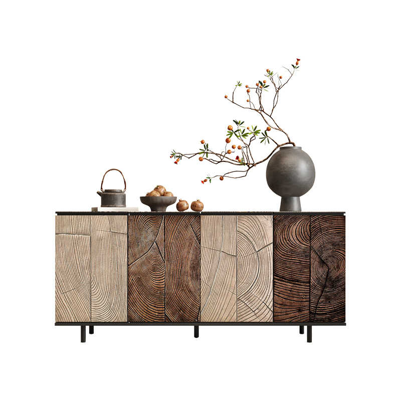 Luxury Solid Wood Carved Sideboard Cabinet, Artistic Designer Buffet Entryway Console for Living Room