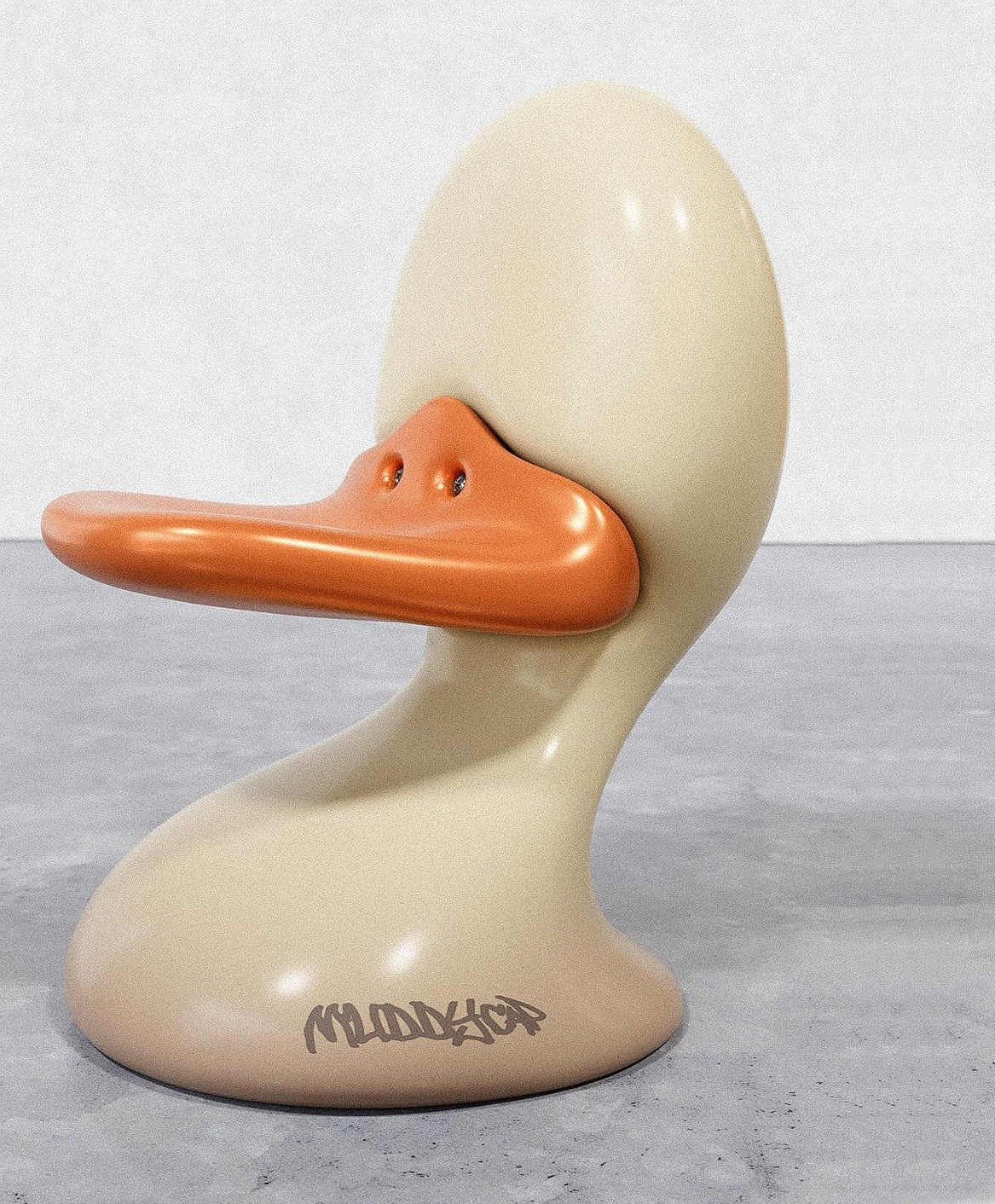 Modern Duck-Shaped Fiberglass Chair, Creative Animal Design Reception Seating, Designer Sculptural Chair for Amusement Parks, Offices, Home