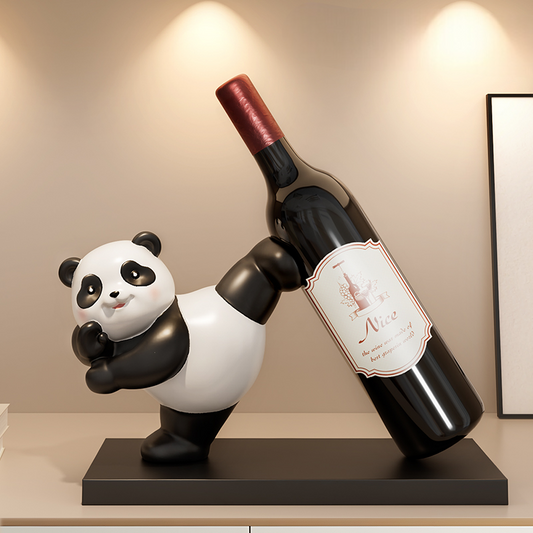 Luxury Kicking Panda Wine Rack, Modern Minimalist Living Room Decor, Stylish Wine Cabinet & Sideboard Statue, Housewarming Gift (Bottle Not Included)
