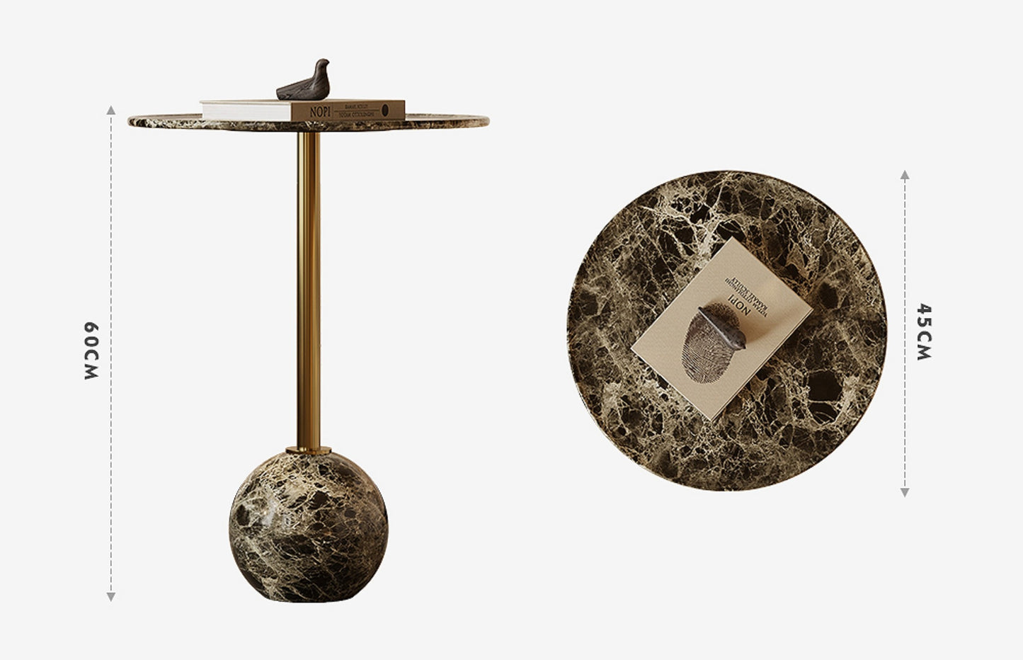 Luxury Modern Marble Side Table, High-End Designer Round Corner Table for Sample Room, Minimalist Accent Table