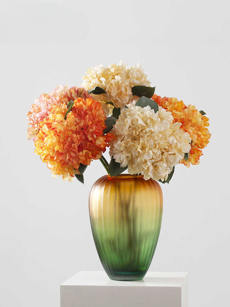 Luxury Extra-Large Hydrangea Artificial Flower Set – Champagne, Pink, Purple, Orange – Wedding, Living Room, High-End Decor