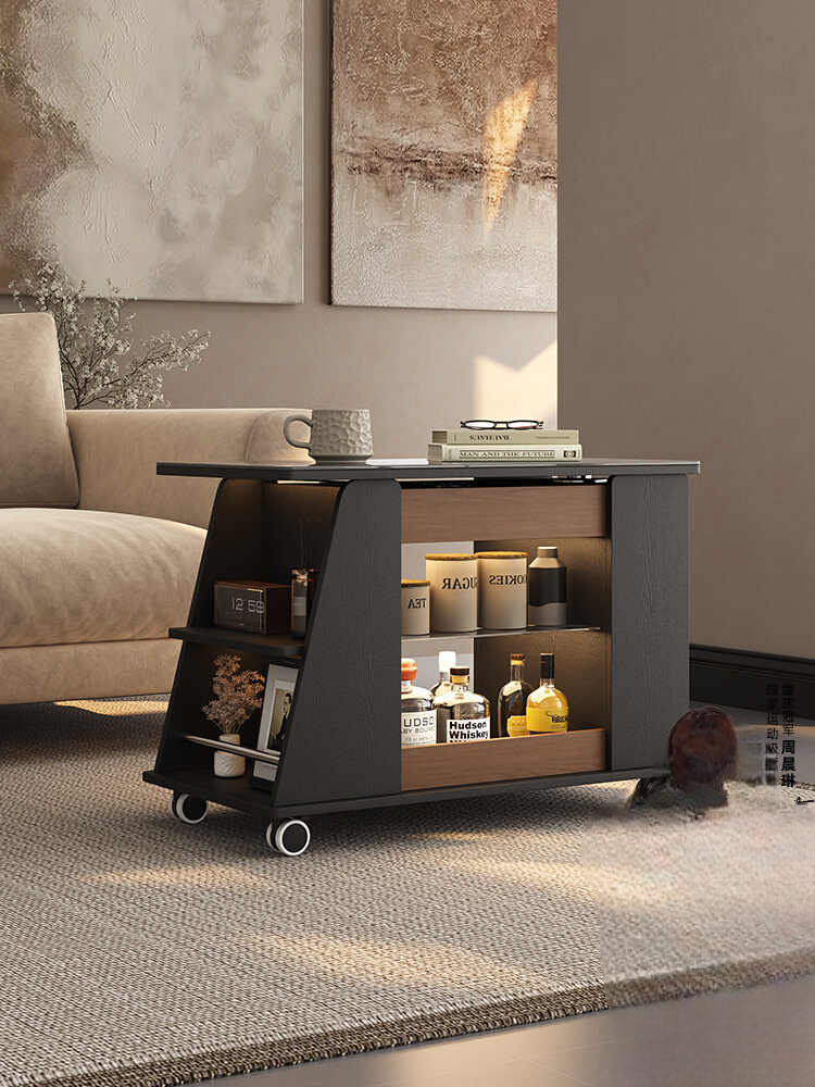 Modern Movable Sofa Side Cabinet – Adjustable Tea Table, Coffee Bar Cart, Multi-Functional Bedside Table