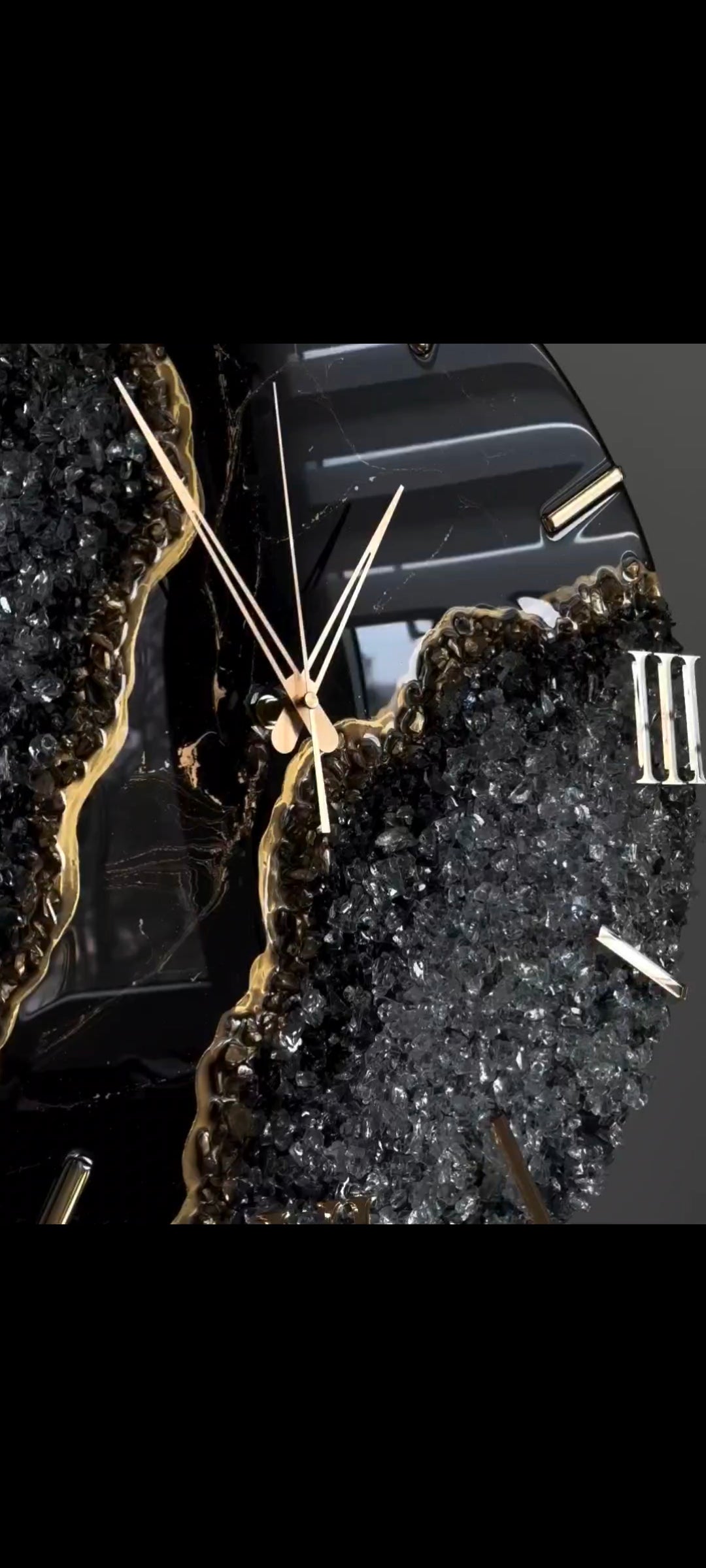 Luxurious resin & stones handmade wall clock