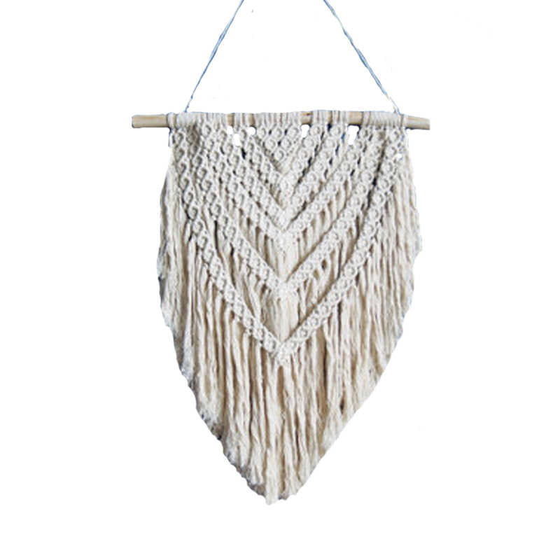 Chevron Macrame Wall Hanging – Handmade Boho Geometric Tapestry, White Cotton Rope, Large Art Decor for Living Room, Bedroom