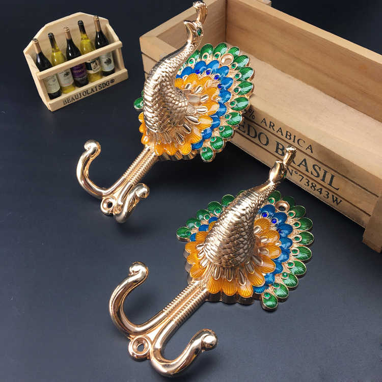 Peacock Alloy Curtain Holdback, Simple Luxury Gold Wall Hook, Creative Curtain Tieback Holder, Decorative Wall Hook (Light Gold, Set of 2)