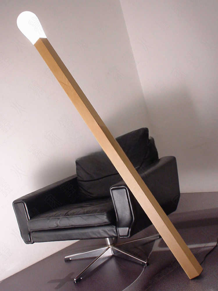 Matchstick Creative Floor Lamp, Minimalist Solid Ash Standing Light, Lean-to Design for Lobby, Showroom, Event, White